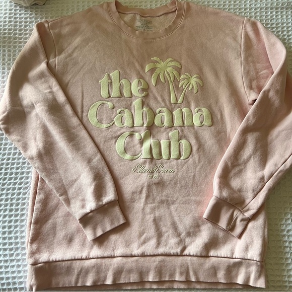 ELLandEMM The Cabana Club Sweatshirt PINK SIZE XL preppy tennis Crewneck - Picture 3 of 8